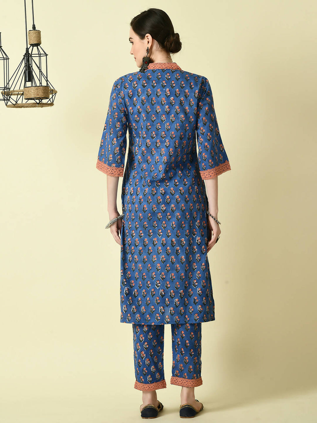 Myshka Women's Blue Straight Printed Kurta
