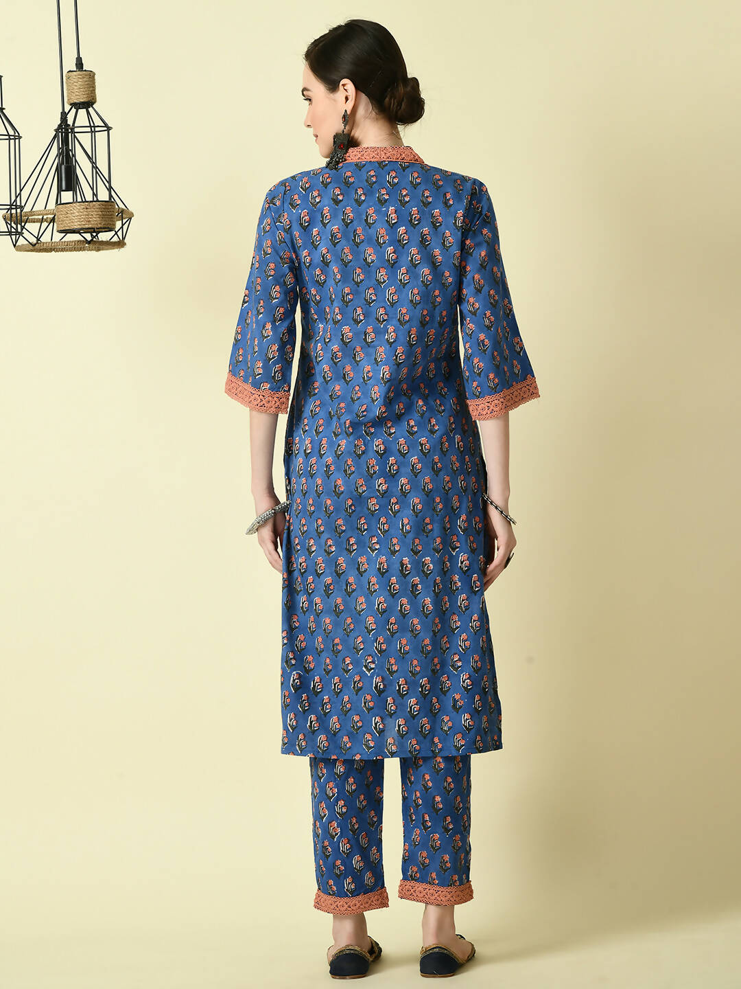 Myshka Women's Blue Straight Printed Kurta