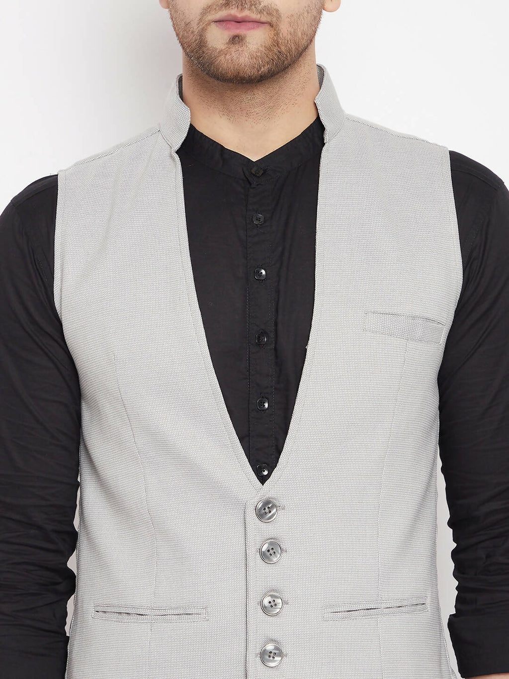 Even Apparels Grey Merino Men Woven Nehru Jacket - Distacart