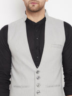 Even Apparels Grey Merino Men Woven Nehru Jacket - Distacart
