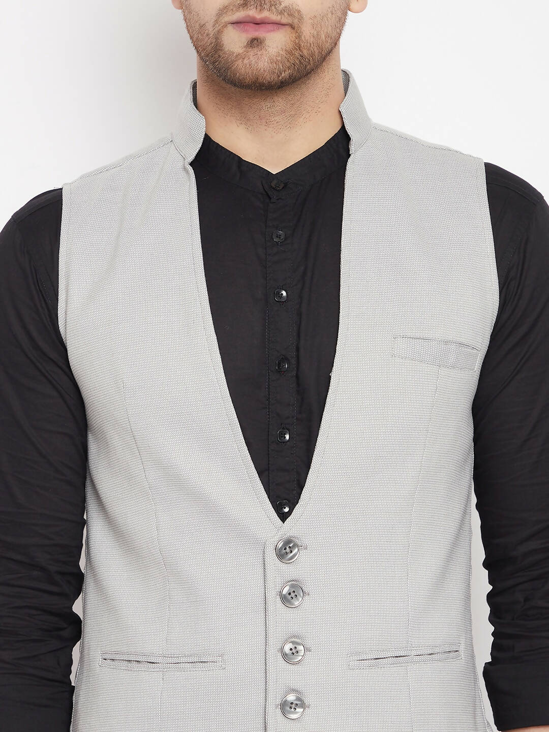 Even Apparels Grey Merino Men Woven Nehru Jacket - Distacart
