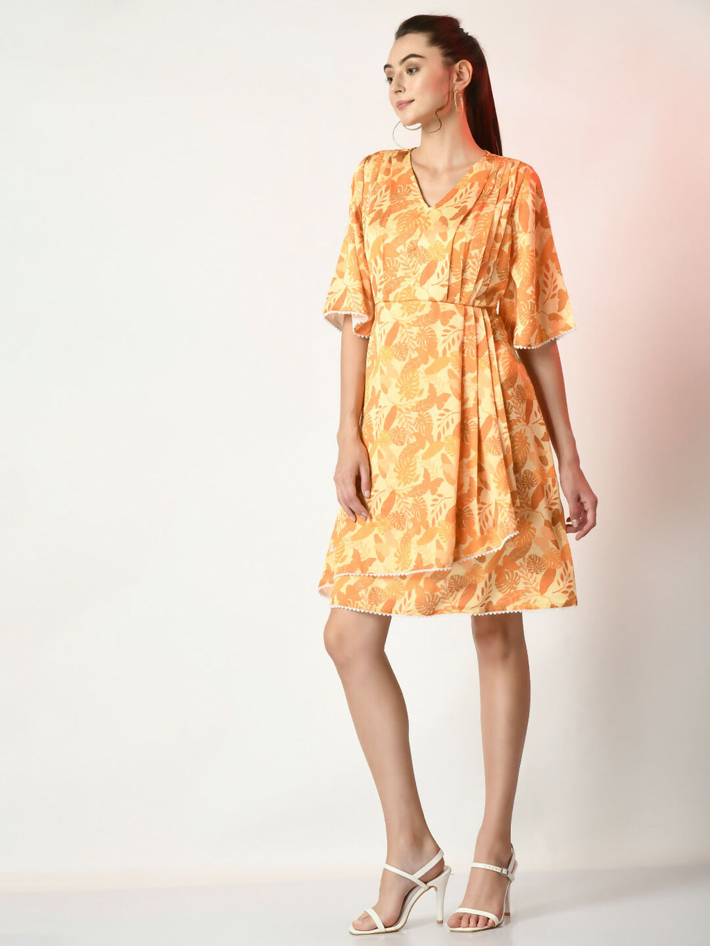 Myshka Women's Yellow Printed Dress - Distacart