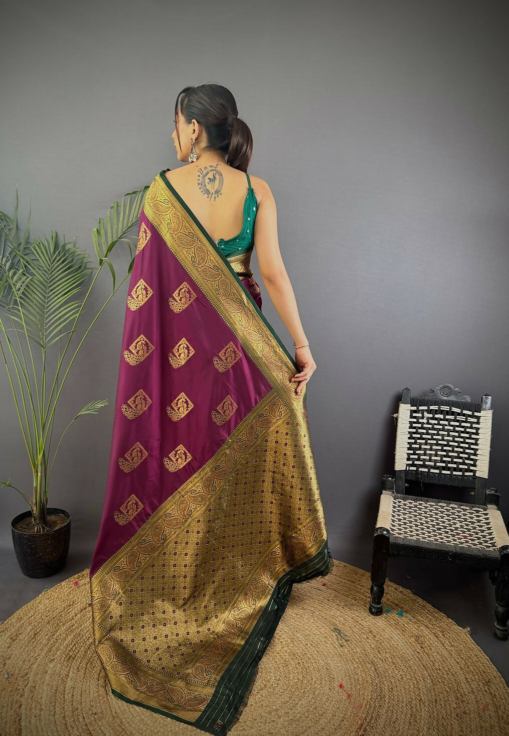 Joban Fashion Black Peacock Banarasi Silk Sarees