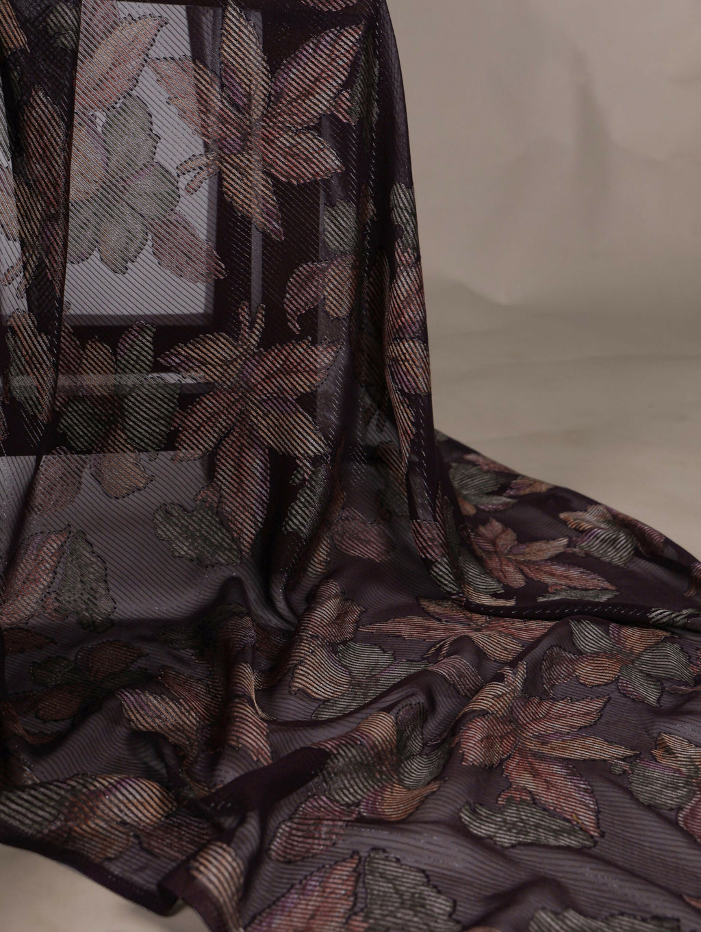 Vastranavya Wine Lurex Brasso Floral Printed Saree with Unstitched Blouse - Distacart