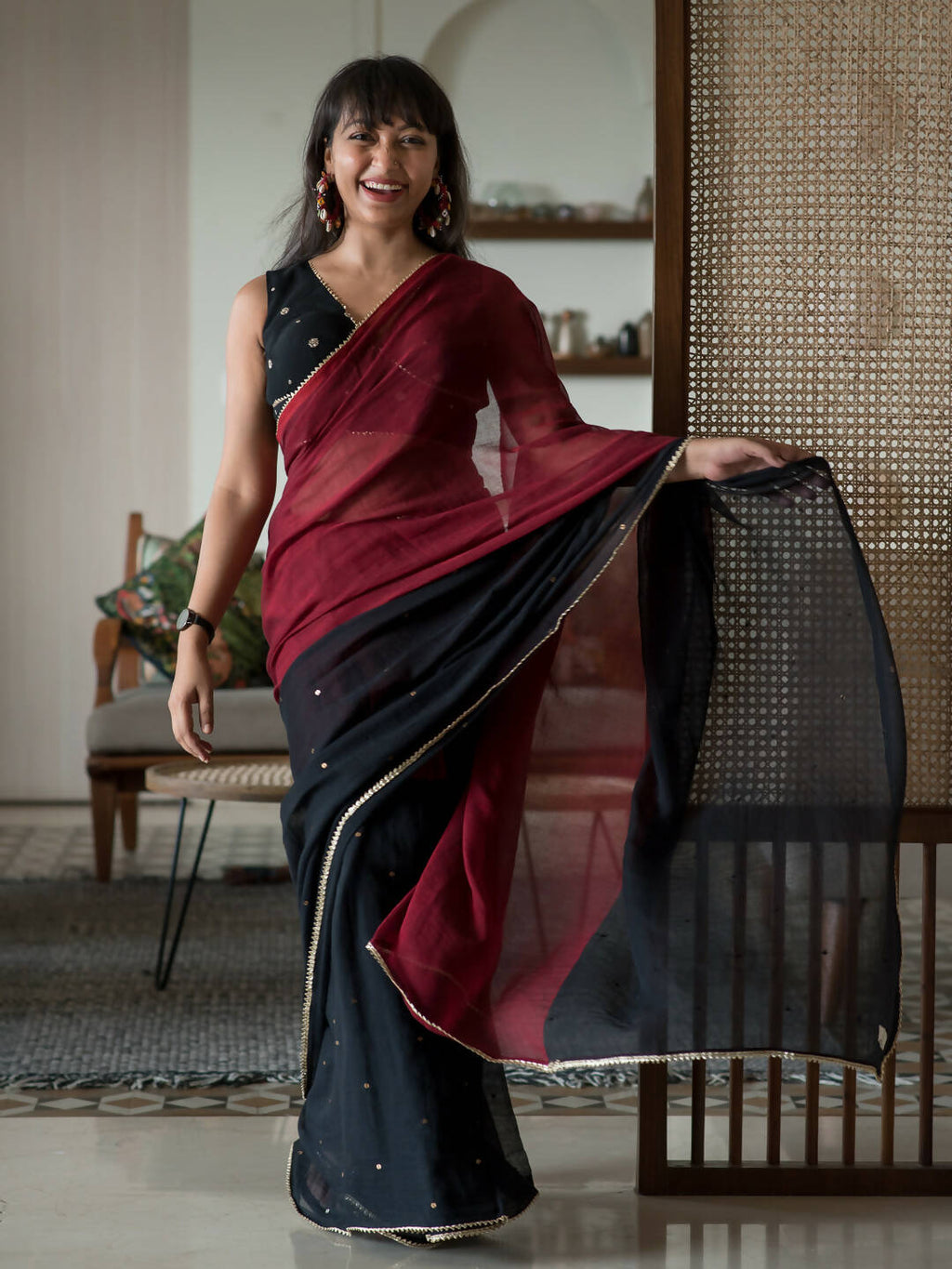 Suta Black Woven Design Pure Cotton Saree - Distacart