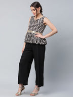 Ahalyaa Women Black Crepe Digital Printed Top with Palazzo Set - Distacart