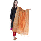 A R SILK Orange Color Silk Pahadi Print Dupattas and Chunnis