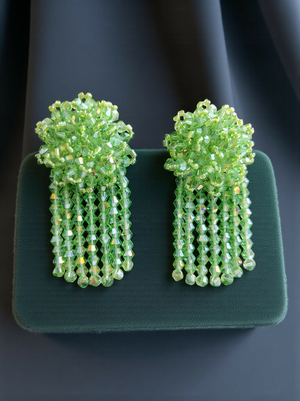 Inhanns Handmade Crystal Water Fall Earrings - Short - Pista Green Small - Distacart