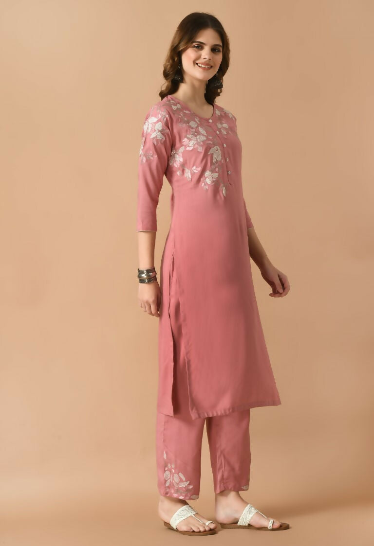 Joban Fashion Rose Gold Cotton Rayon Kurta Set