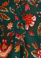 Aavyora Women's Green Floral Printed Flared Tunic - Distacart