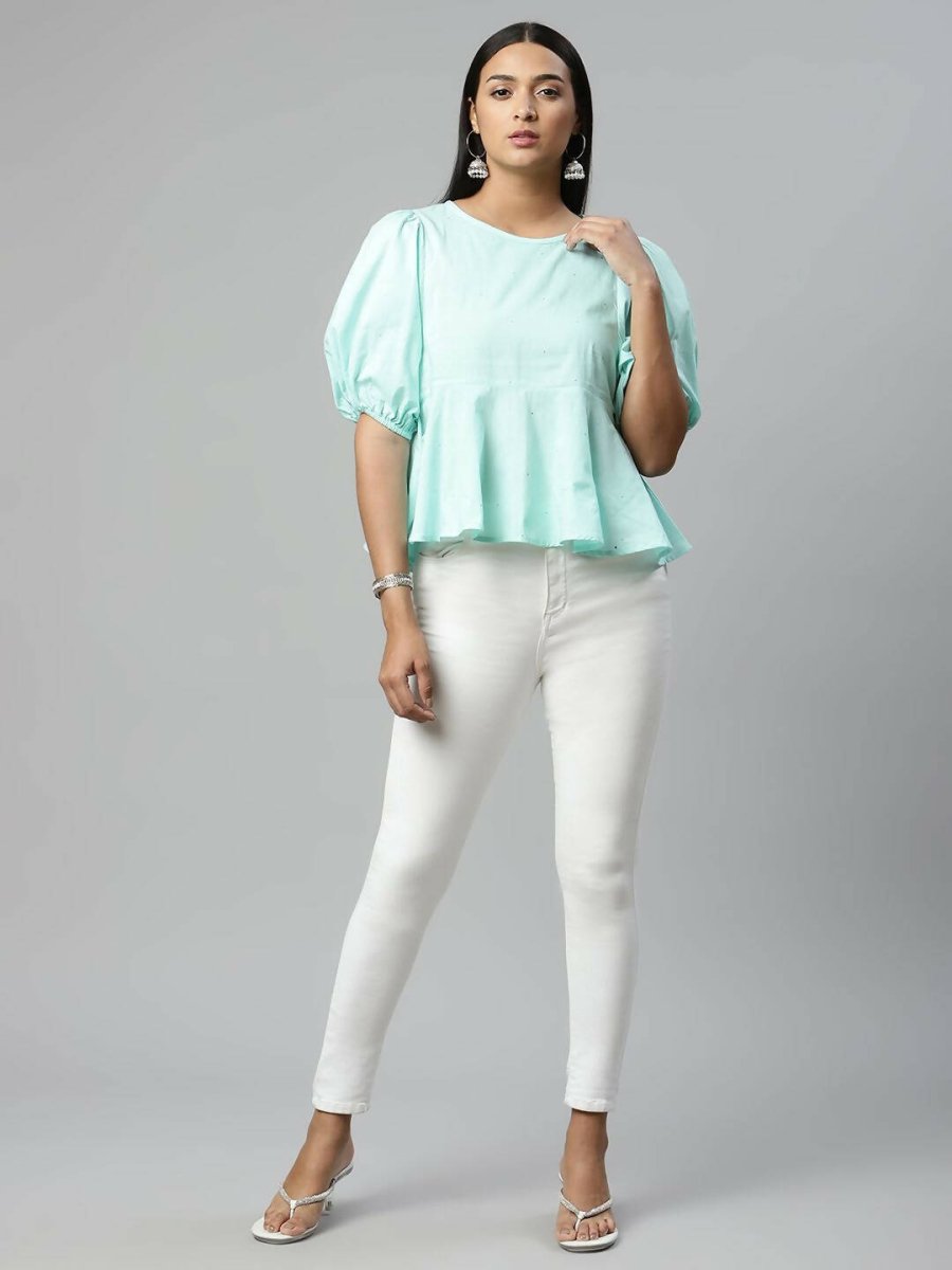 Ahalyaa Women Summer Blue Cotton Printed Tunic - Distacart