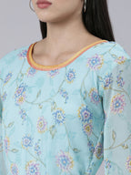 Souchii Blue Floral Chiffon Maxi Dress For Women – Souchii