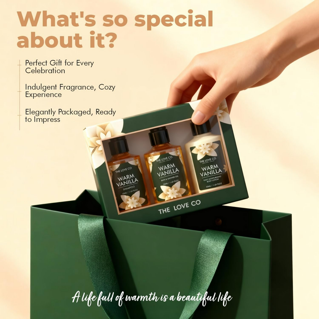 The Love Co. Warm Vanilla Bath & Body Gift Set Kit
