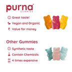 Purna Gummies Hair Biotin Cranberry Sugar Free Gummies with Vitamin B12 for Hair & Nail