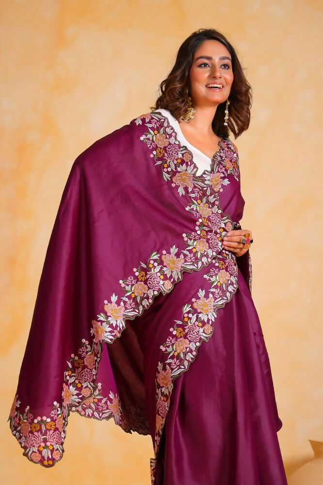 Vamsee Sundha Purple Tussar Silk Saree