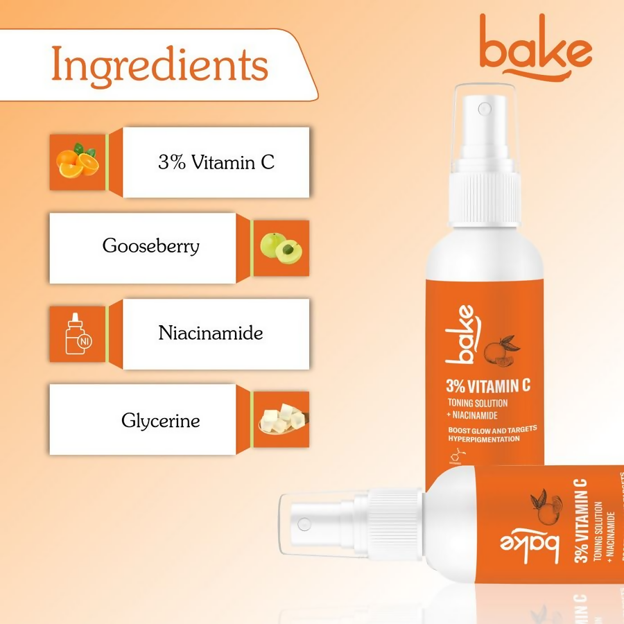 Bake 3% Vitamin C Toner With Niacinamide For Brightening & Glowing Skin
