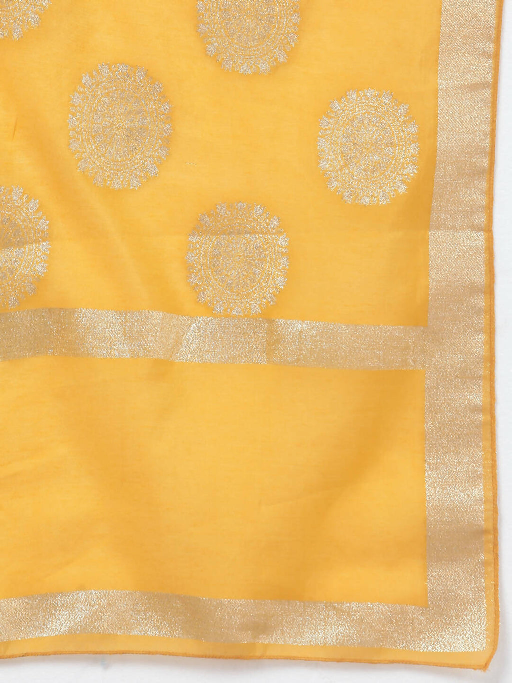 Myshka Women Yellow Panelled Kurta with Palazzos With Dupatta - Distacart