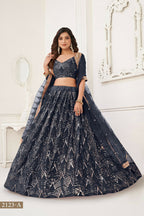 Eilara Glamorous Black Net With Sequins And Thread Embroidery Real Mirror Work Lehenga Choli For Wedding