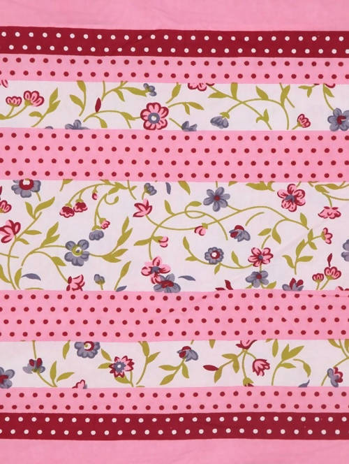 Vamika Printed Cotton Pink Bedsheet With Multicolor Pillow Covers (LEOC_BINDI_P)