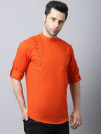 Even Apparels Orange Pure Cotton Kurta With Side Placket - Distacart