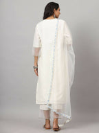 Juniper Women's White Chinnon Solid Embroidered Kurta Set - Distacart
