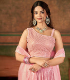 Wedding Designer Pink Nylon Georgette Readymade Lehenga Choli - Anbazaar - Distacart