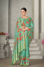 Sea Green Rangkat Tussar Silk Woven Design Saree with Unstitched Blouse - Mohmanthan Eshani