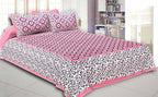 Vamika Printed Cotton Pink & Black Bedsheet With Pillow Covers (LEOD_CHKR_P)