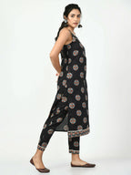Myshka Women's Black Printed Kurta With Trouser