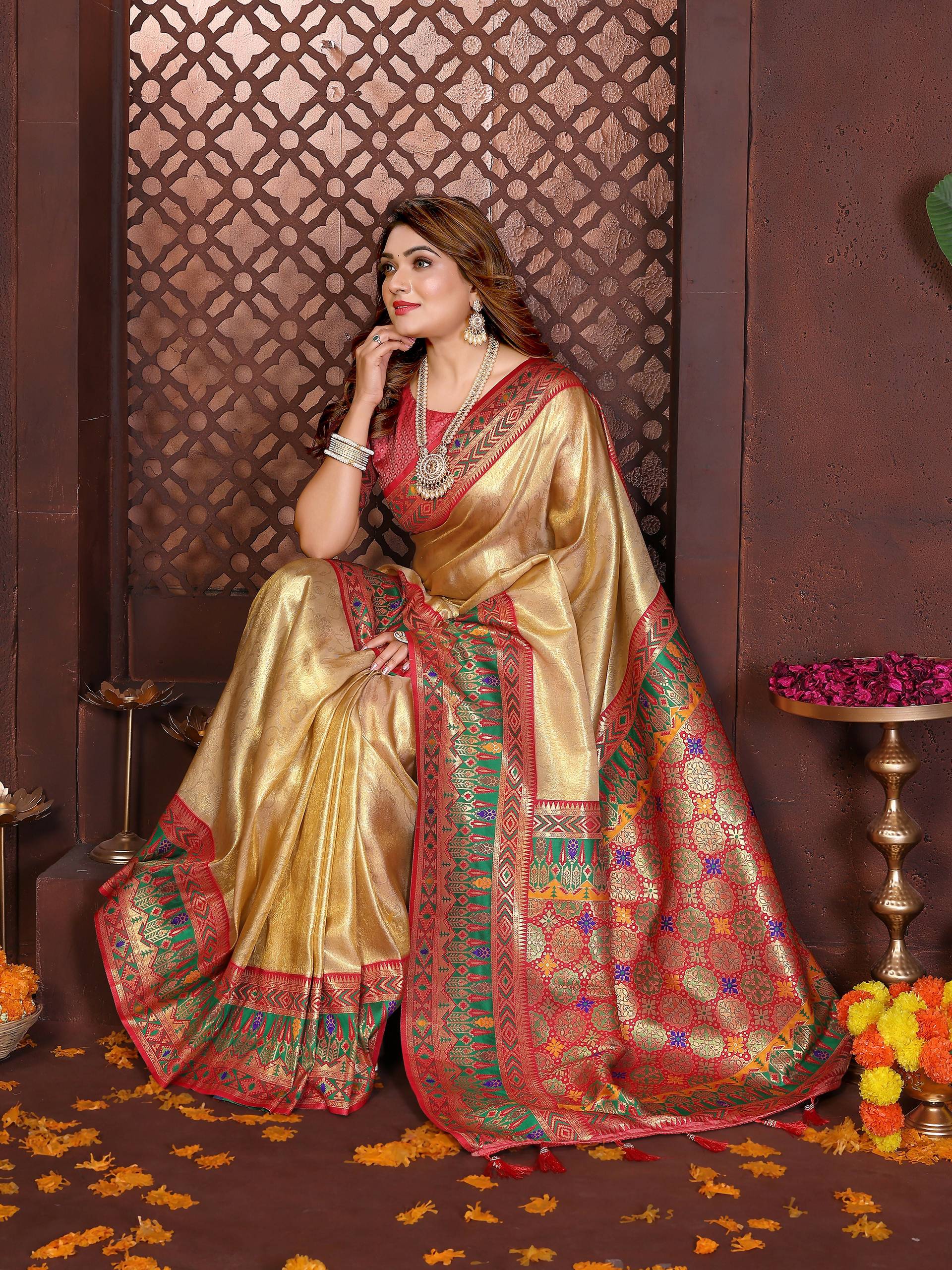 Aastha Fashion Gold Tissue Silk Weaving Saree - Distacart