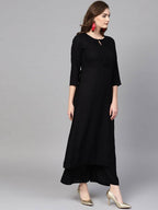 Yufta Women Black Solid Kurta with Palazzo & Dupatta
