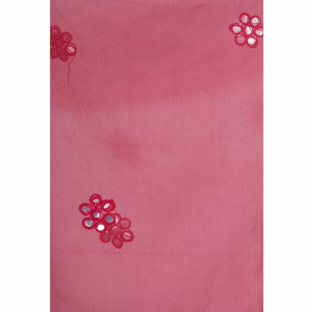 A R Silk Women's Mirror Work Orgenza Cotton Red Dupattas and Chunnis