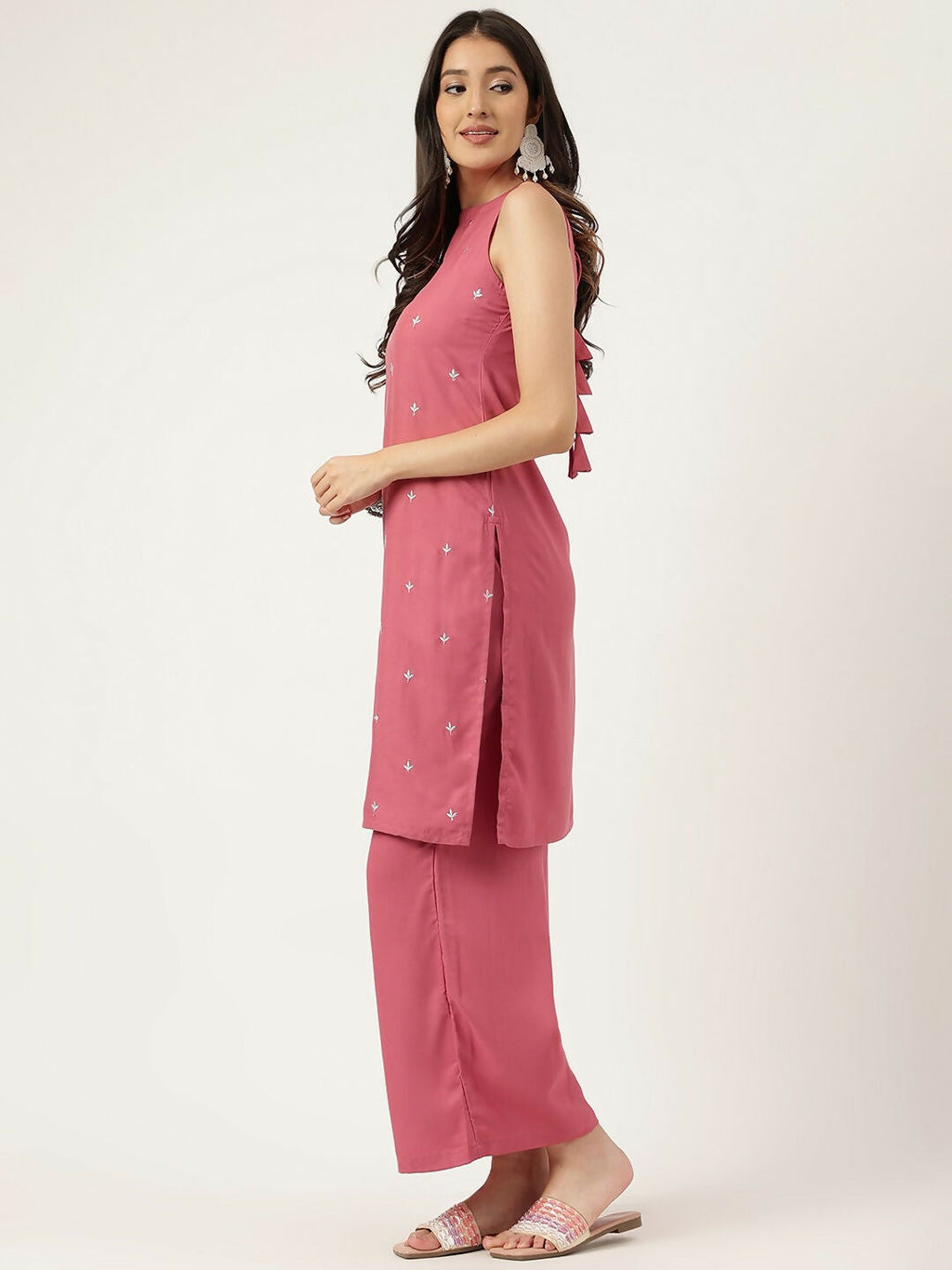 Joban Fashion Rust Rayon and Embroidered Work Straight Kurta Bottom Set