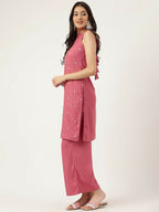 Joban Fashion Rust Rayon and Embroidered Work Straight Kurta Bottom Set
