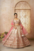 Kesar Fab White Silk Embroidered Lehenga