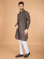 Vastranavya Brown Exclusive Festival Wear Viscose Silk Thread & Sequence Embroidered Work Kurta with Dupatta