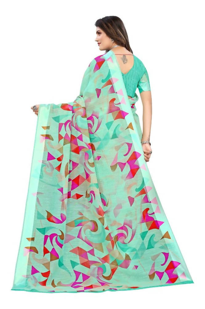 Vamika Green Linen Satin Border Saree
