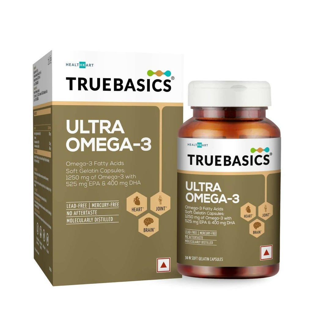 TrueBasics Ultra Omega 3 Fish Oil Capsules for Women & Men - Distacart