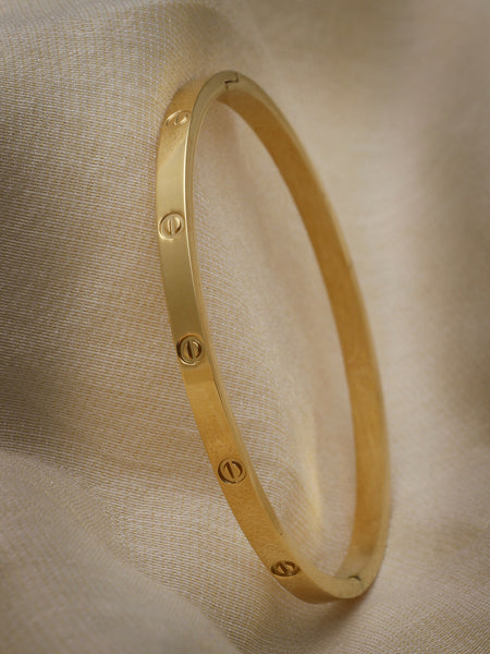 NVR Women & Men Gold-Polished Kada Bracelet