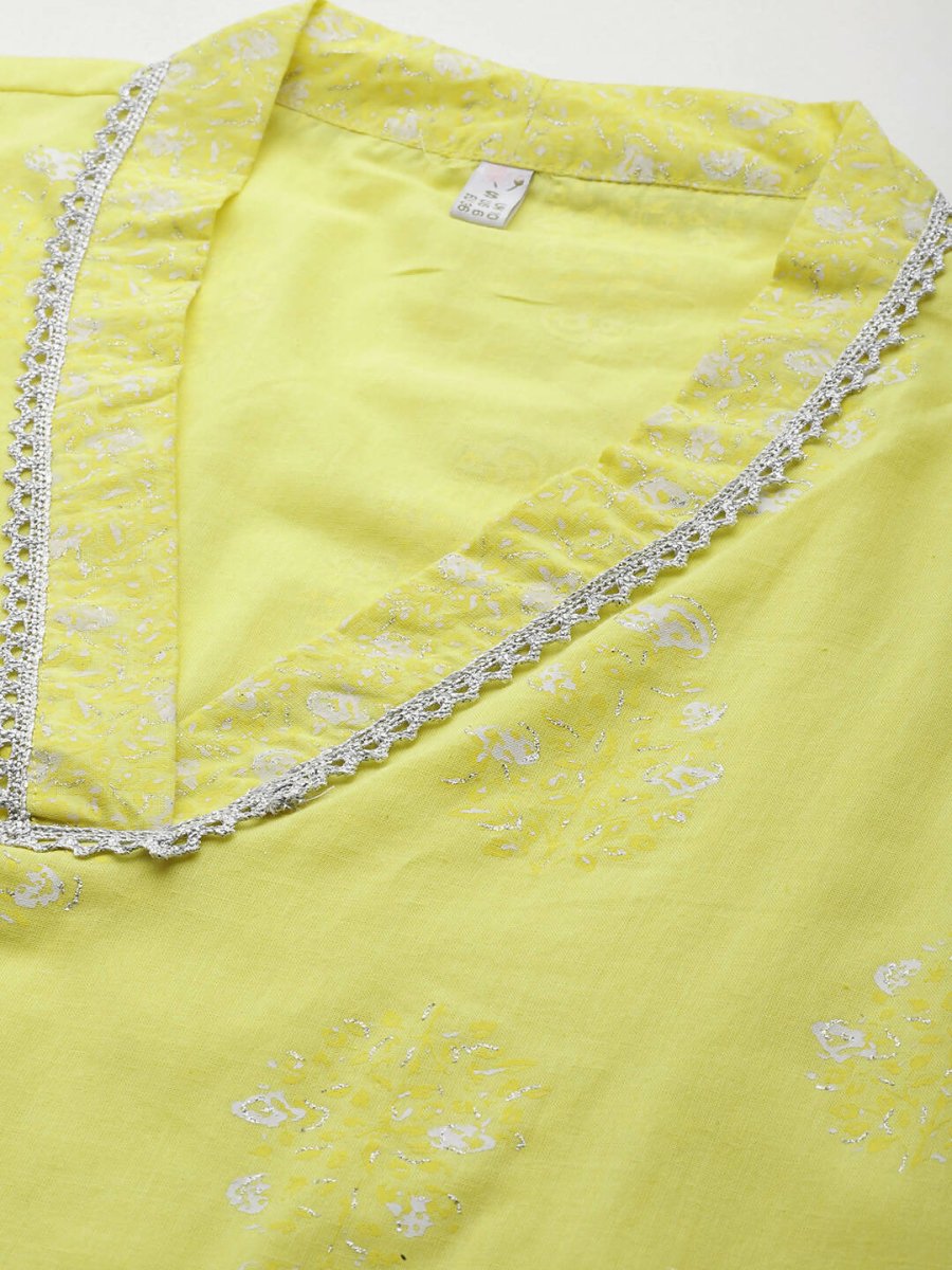 Ahalyaa Women's Traditional wear Kurta Set - Yellow