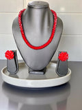 Inhanns Noor-E-Jalwa – Handmade Crystal Bead Necklace / Necklace With Earrings -Adjustable - Maroon