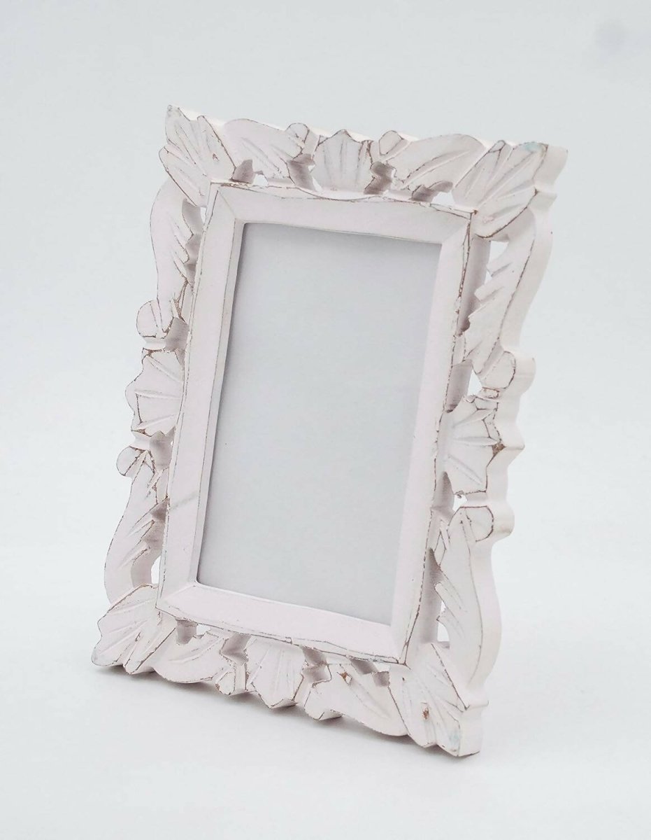 Adan's Homes PF01 Decorative Handcrafted Wooden Photo Frame (White)