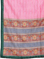 Myshka Women's Green Cotton Solid 3/4 Sleeve V Neck Casual Kurta Dupatta Set