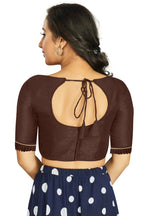 Aastha Fashion Women's Coffee Art Silk Designer Party Wear Readymade Blouse