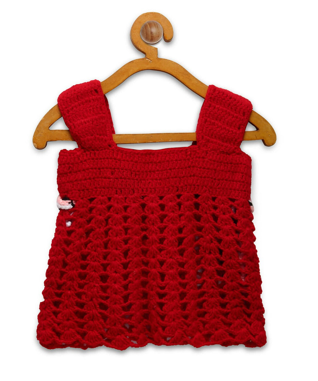 Chutput Kids Red Ice Cream Design Solid Wool Frock