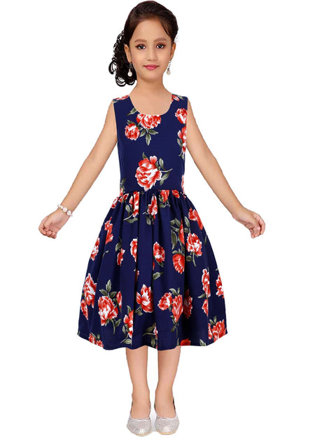 Asmaani Kids Party Wear Stylish Dresses, Perfect for Parties, Functions & Vacations - Navy Blue