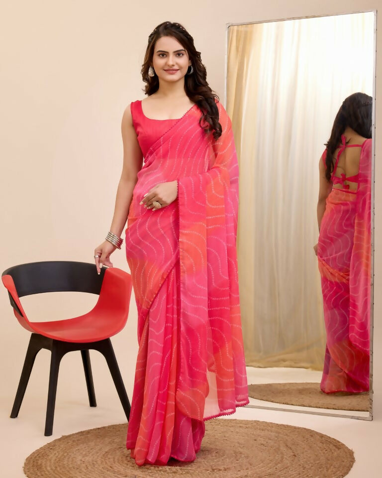 Gajri Georgette Designer Printed Ready To Wear Saree - Ibiza