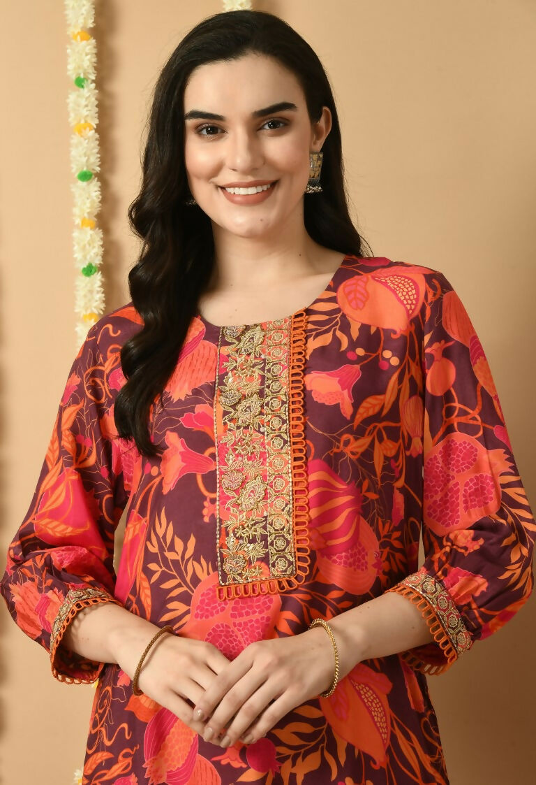 Joban Fashion Red Maslin Kurta Set