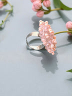 Inhanns Rang-E-Roshan Adjustable Ring – Handmade Crystal Statement Ring - Baby Pink