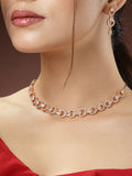NVR Women's Gold-Polished American Diamond Studded Handcrafted Jewellery Set